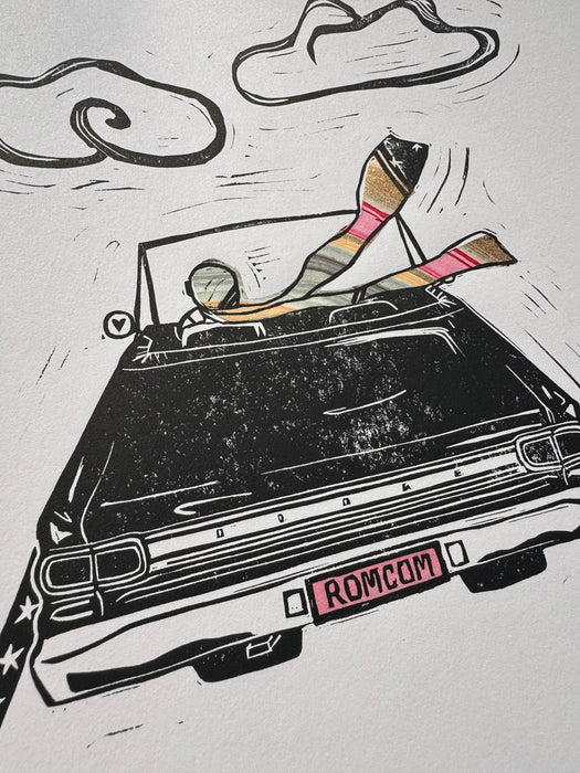"RomCom" Linocut Print