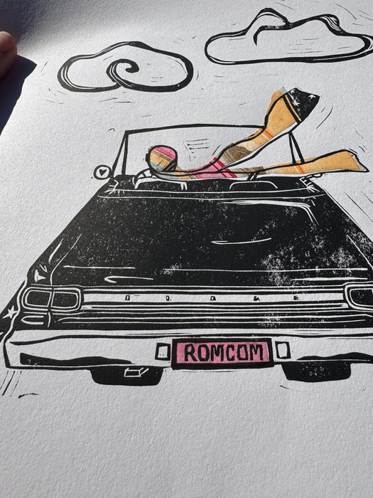 "RomCom" Linocut Print