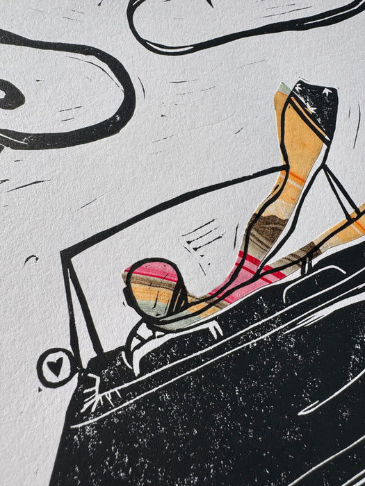 "RomCom" Linocut Print