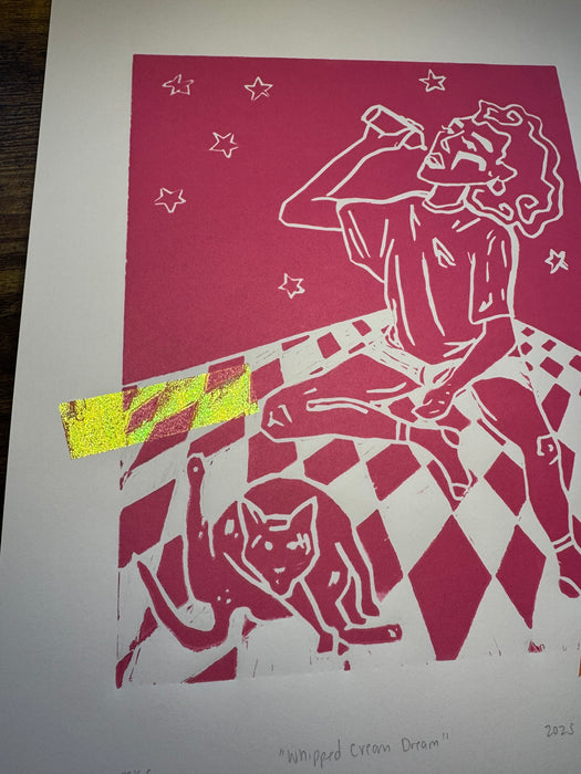 "Whipped Cream Dream" Linocut Print