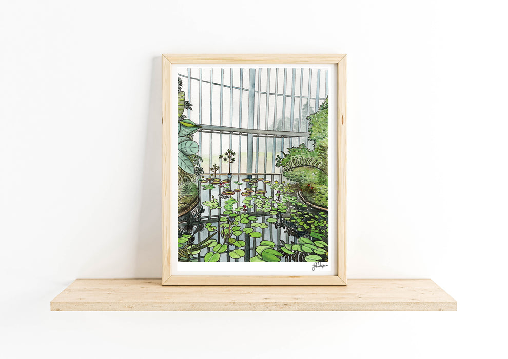 Japanese Greenhouse Window Art Print Botanical Watercolor Illustration