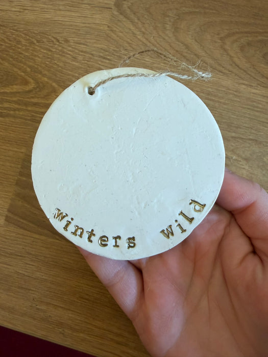 Handmade Clay Botanical Ornament Made with Real Pressed Plants, Salal