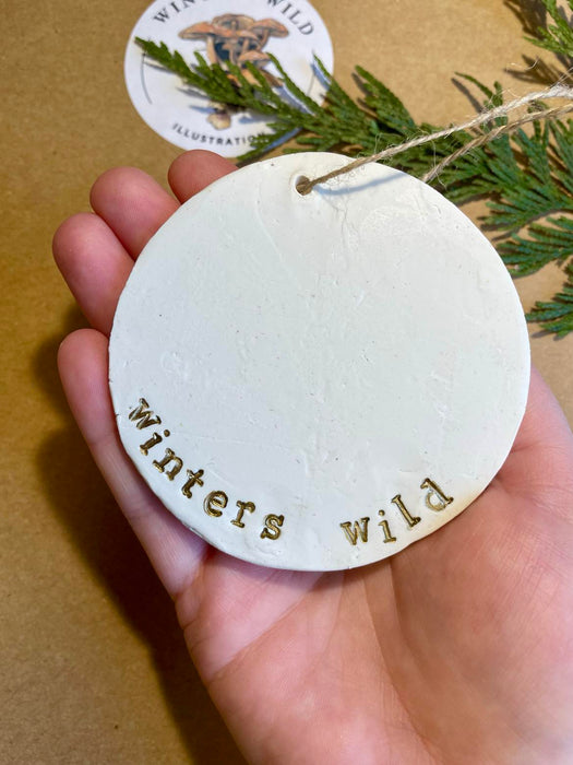 Handmade Clay Botanical Ornament Made with Real Pressed Plants, Sword Fern