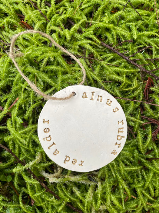 Handmade Clay Botanical Ornament Made with Real Pressed Plants, Red Alder