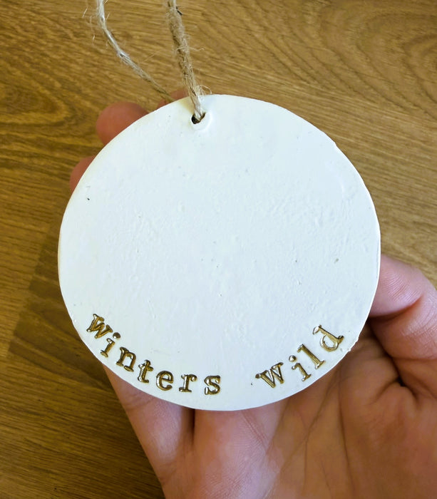 Handmade Clay Botanical Ornament Made with Real Pressed Plants, Cedar