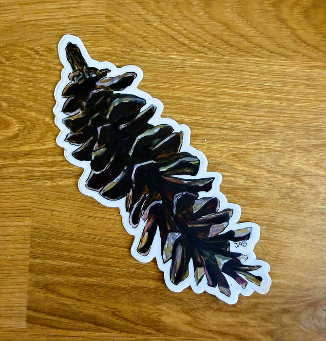Watercolor Botanical Pinecone Die Cut Sticker