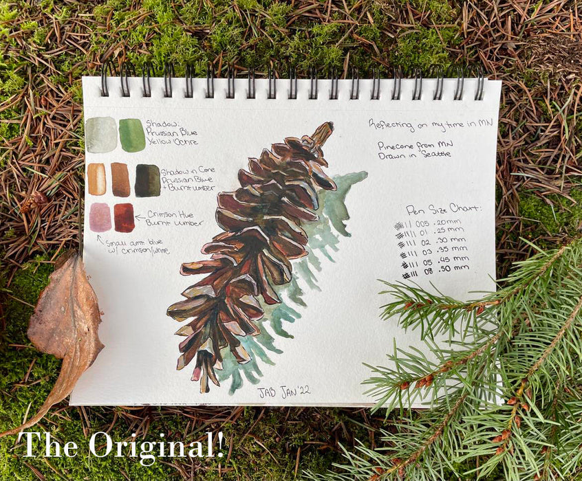 Watercolor Botanical Pinecone Die Cut Sticker
