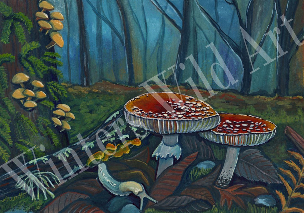 Enchanted Forest Botanical Mushroom Greeting Card