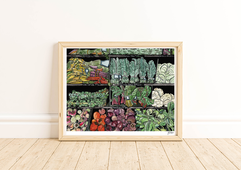 Abundance Vegetable Watercolor Illustration Art Print 14x11