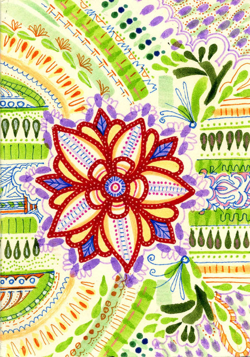 Blank greeting card: red flower design