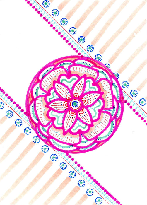 Blank greeting card: pink floral design