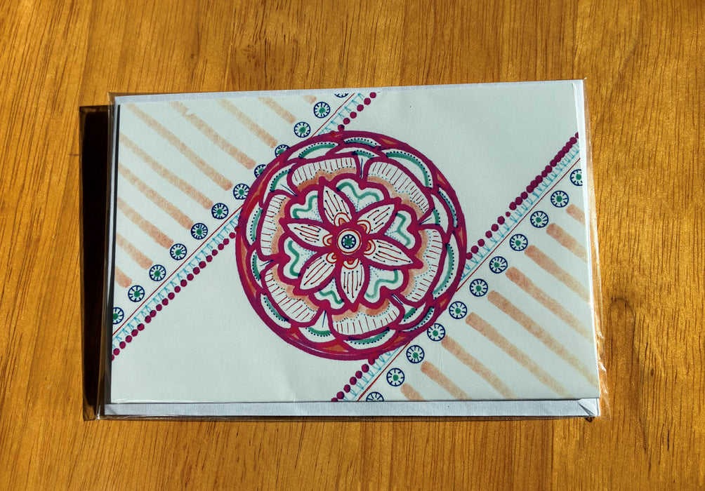 Blank greeting card: pink floral design