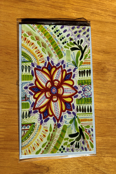 Blank greeting card: red flower design
