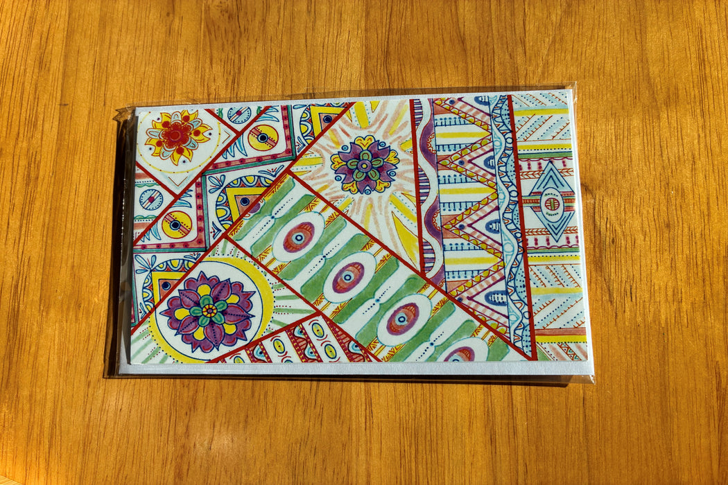 Blank greeting card: orange abstract quit
