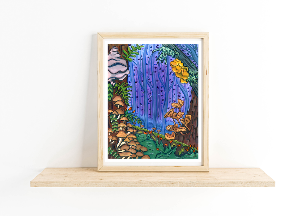 Enchanted Forest Art Print Botanical Illustration 8x10