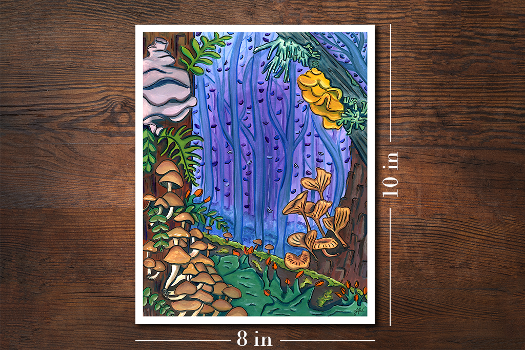 Enchanted Forest Art Print Botanical Illustration 8x10