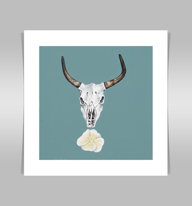 Bull skull on turquoise