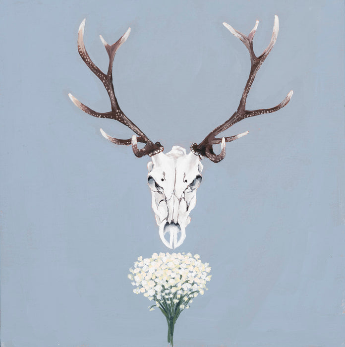 Deer skull on cloud blue