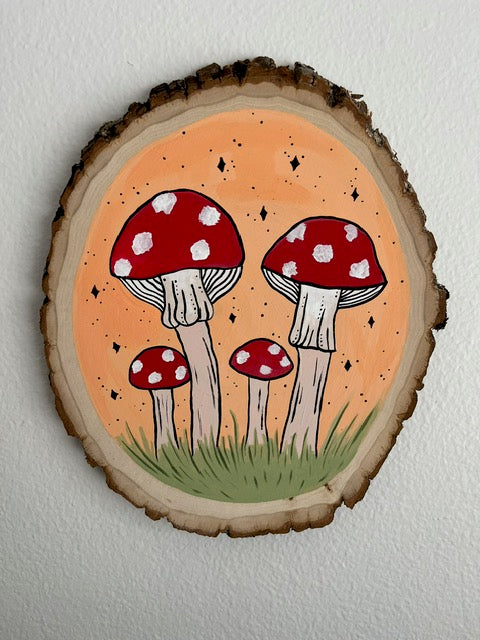 Twilight Mushrooms Wood Slice
