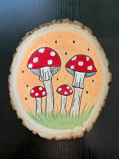 Twilight Mushrooms Wood Slice