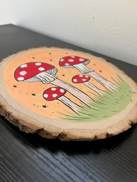 Twilight Mushrooms Wood Slice
