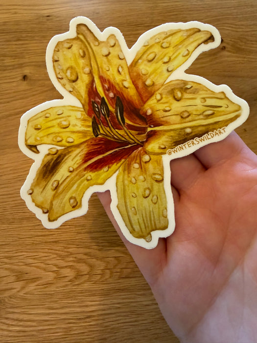 Watercolor Botanical Lily Die Cut Sticker