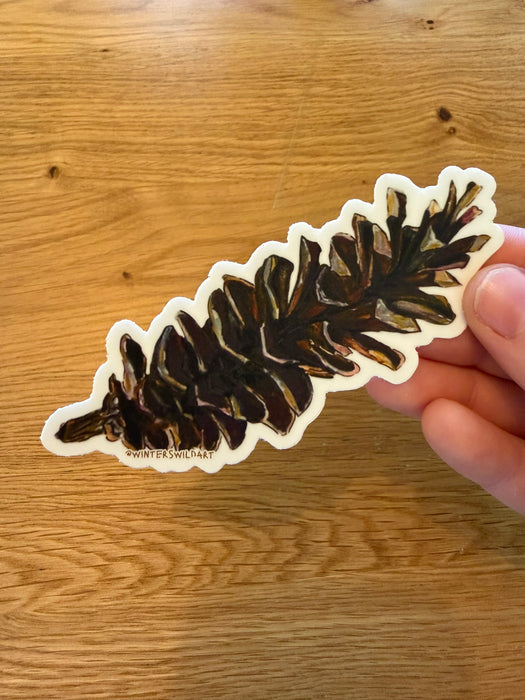 Watercolor Botanical Pinecone Die Cut Sticker