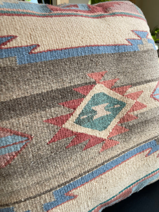Vintage Possibly Southwestern Wool Kilim Pillow with Geometric Pattern