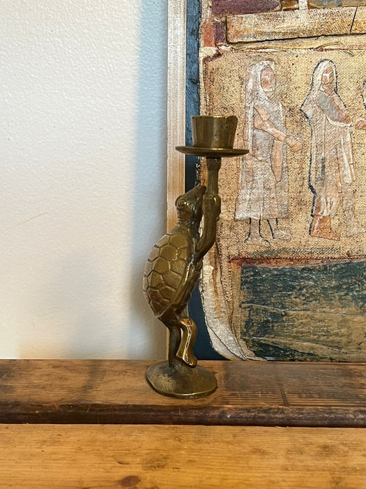 Vintage Standing Turtle Candle Stick Holder