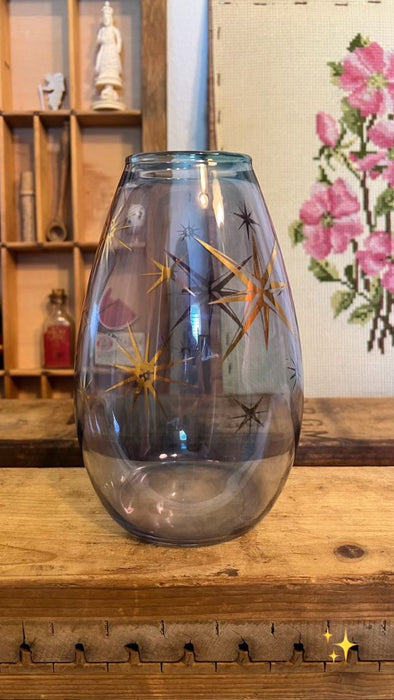 Vintage Mid Century Modern Blue Hand Blown Glass Atomic stars.possibly Bartlett and Collins.( online purchase only)