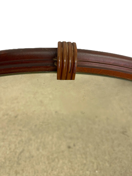 Art Deco Round Wall Mirror with Ribbed Clips