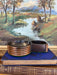 1930s Style Art Deco Machine Age Copper Toned and possibly Bakelite Double Ashtray with Streamlined Ribbed Design
