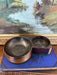 1930s Style Art Deco Machine Age Copper Toned and possibly Bakelite Double Ashtray with Streamlined Ribbed Design