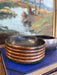 1930s Style Art Deco Machine Age Copper Toned and possibly Bakelite Double Ashtray with Streamlined Ribbed Design