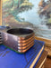 1930s Style Art Deco Machine Age Copper Toned and possibly Bakelite Double Ashtray with Streamlined Ribbed Design