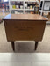 1960s Mid-Century Modern Likely Walnut Nightstand | 2-Drawer Bedside Table with Solid Wood Sculpted Handles & Dovetail Joinery