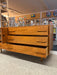 1960s Mid-Century Modern Possibly Teak Credenza / Dresser with Sculpted Pulls & Glass-Front Tray Drawers