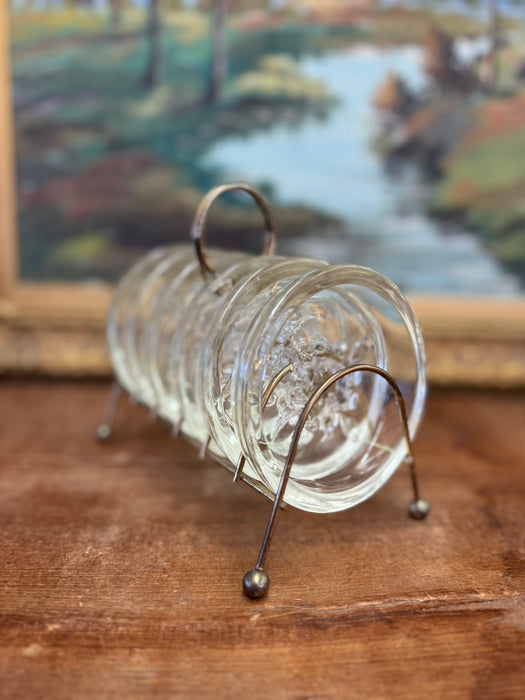 1960s vintage mid century modern style 6 glass coaster hollywood regency style caddy