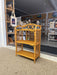 1970s Vintage Likely Rattan and Wicker Shelf with Diamond Lattice Sides and Circle Motif