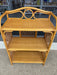 1970s Vintage Likely Rattan and Wicker Shelf with Diamond Lattice Sides and Circle Motif