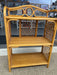 1970s Vintage Likely Rattan and Wicker Shelf with Diamond Lattice Sides and Circle Motif