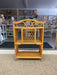 1970s Vintage Likely Rattan and Wicker Shelf with Diamond Lattice Sides and Circle Motif