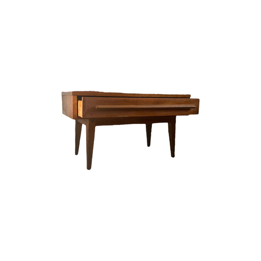 1970s Vintage Mid Century Modern End Table or Stand With Dovetailed Drawer Cherry Wood
