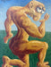 1994 Surrealist Figurative Painting of Muscular Character by H. Hordovan