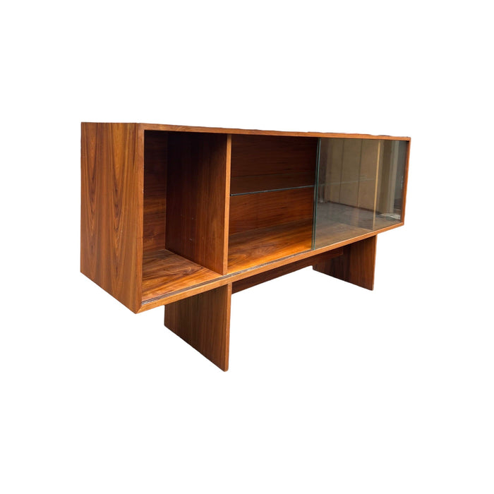 Vintage Mid Century Modern Walnut Wood Book Shelf Display Cabinet Adjustable Shelf (Available by Online Purchase Only)