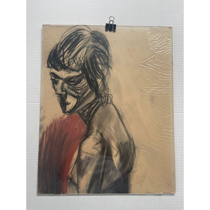 Vintage Abstract Figure Drawing on Paper