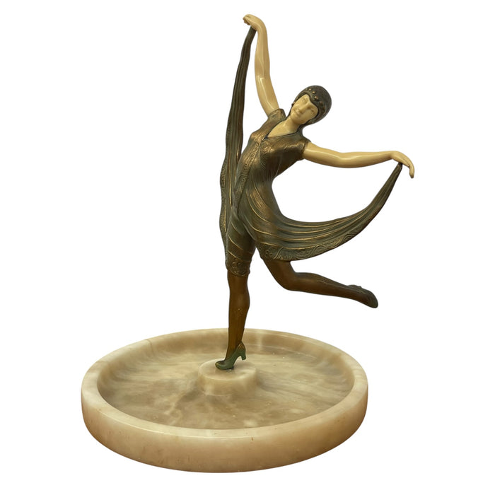 Art Deco Style Figural Dancer Sculpture with Dish.