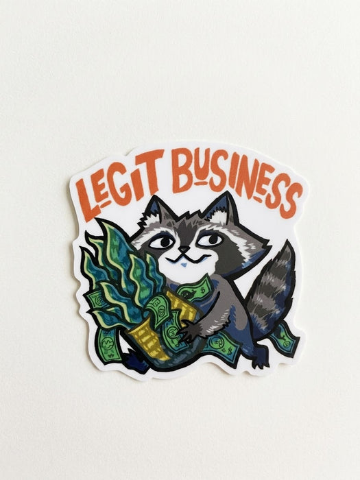 Legit Business Raccoon Vinyl Die-Cut Sticker