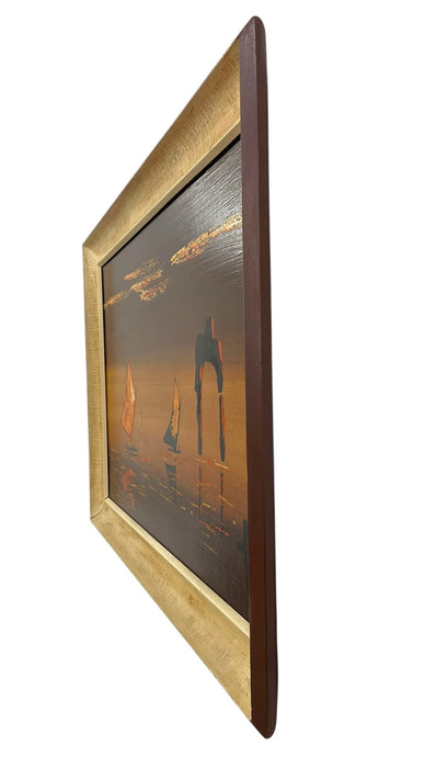 Framed Modern Coastal Sailboat Landscape Painting Signed "Linda" - Abstract
Seascape Wall Art