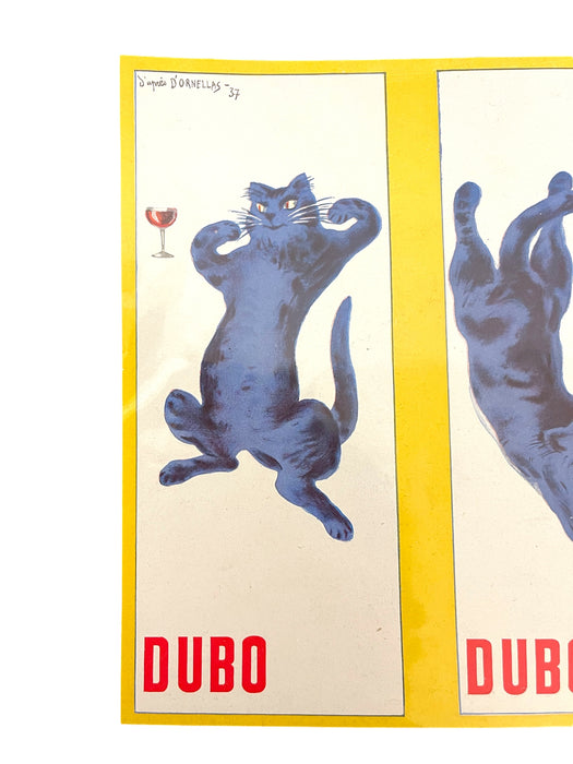 French Dubonnet Advertising Poster Print with Blue Cat Design, 1937 D'Ornellas